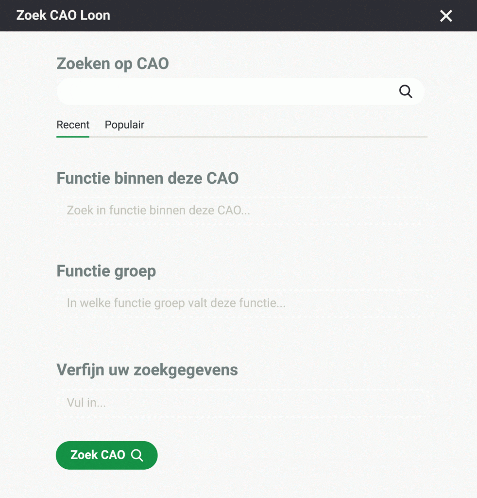 Demo van CAOWijzer: CAO Kleinmetaal zoeken, functie invullen en de inlenersbeloning bekijken